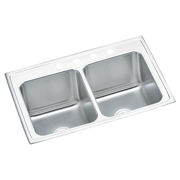 Lustertone Ss 33 X 22 X 10.1 Equal Double Bowl Drop-In Sink W/ Quick-Clip